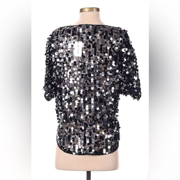 NWT Milly Sequin-embellished Dolman Sleeve Top Black/Silver Size XS - Picture 3 of 3